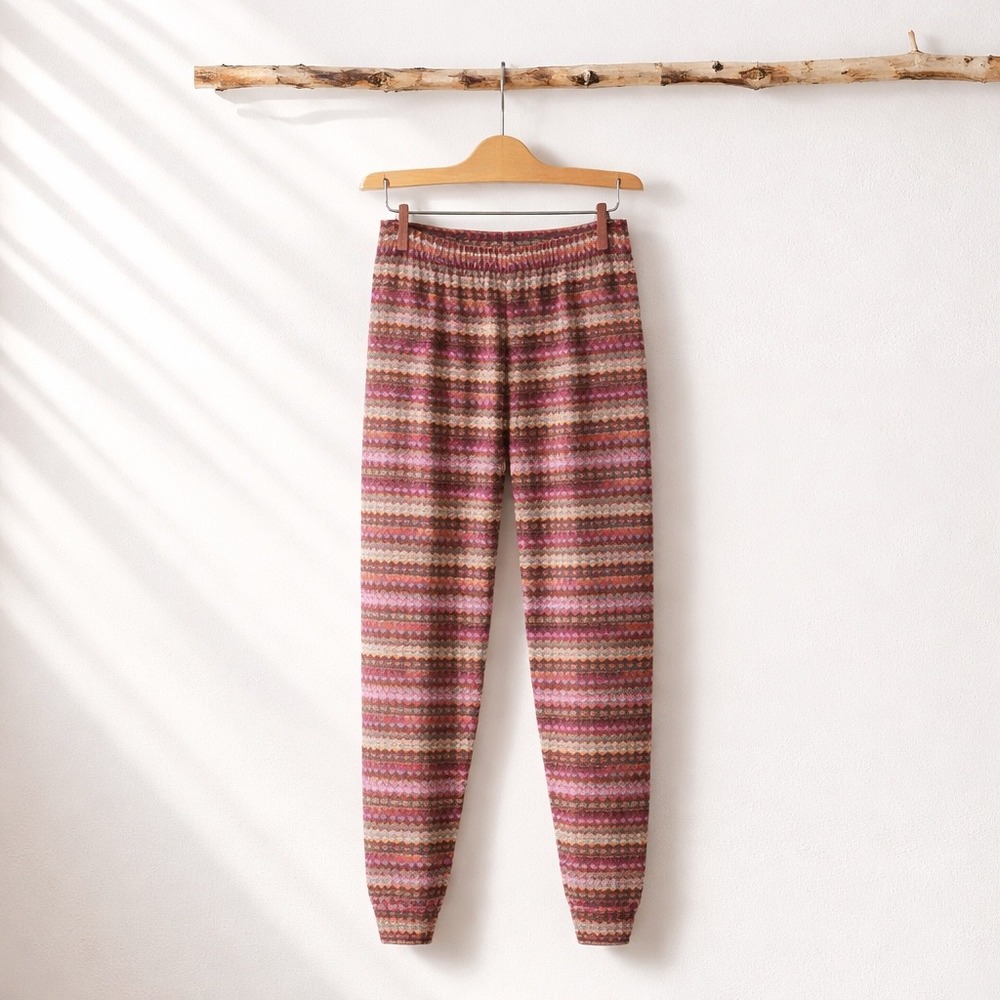 Patagonia Synchilla Fleece Joggers Brown Pink Fair Isle Pants Women's S Gorpcore